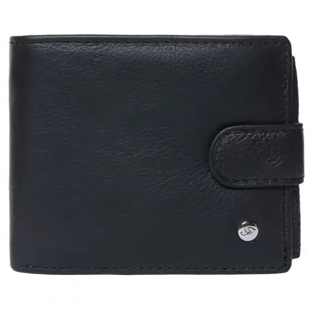 

Портмоне мужское кожаное черное с двумя отделами под документы F. Leather Collection, Черный