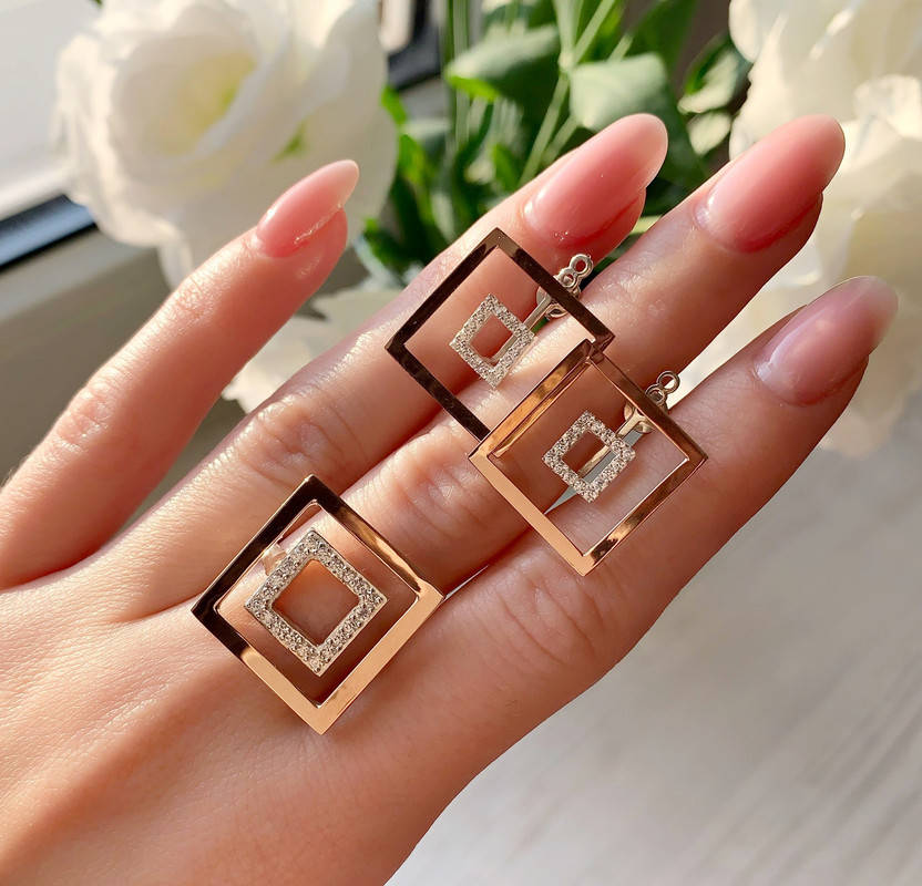 

Серебряный набор с золотом и фианитами Rihanna