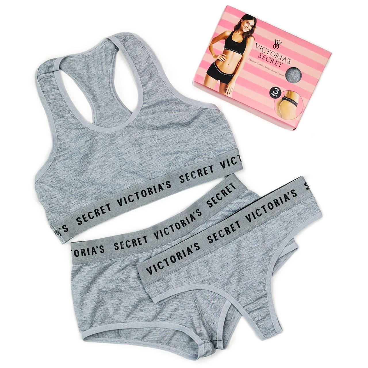 

Комплект женский хлопковый тройка (топ,стринги,шорты)