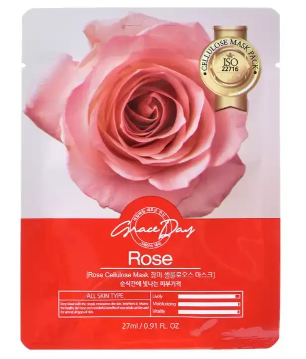 

Тканевая маска с экстрактом розы Grace Day Ruse Cellulose Mask, 1 pcs