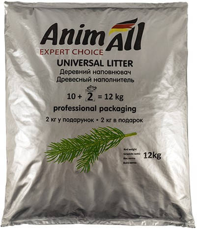 

AnimAll деревний наповнювач для котячого туалету класичний, 10 кг + 2 кг