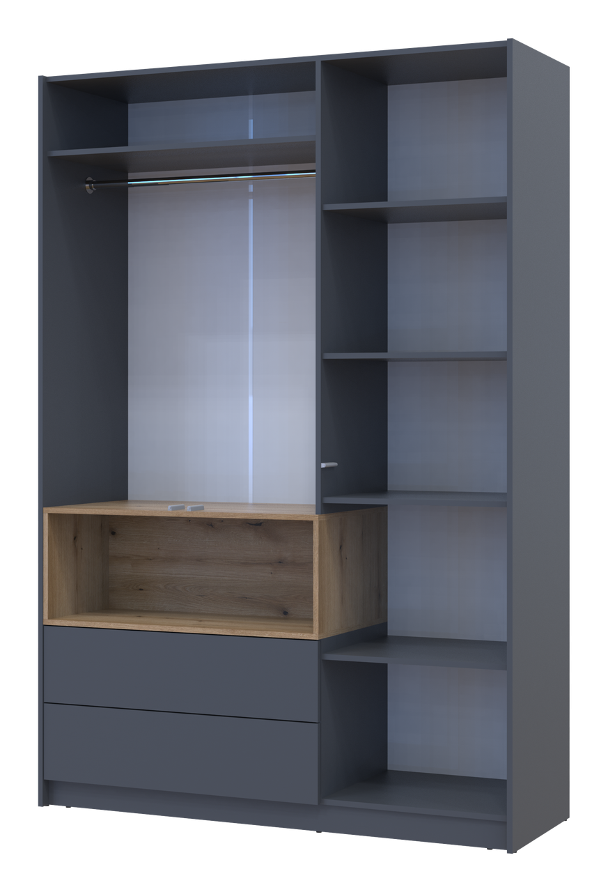 Шафа для одягу з нішею Doros Дейл Графіт/Дуб Евок 3 ДСП 150х52х220 (80737723) 5