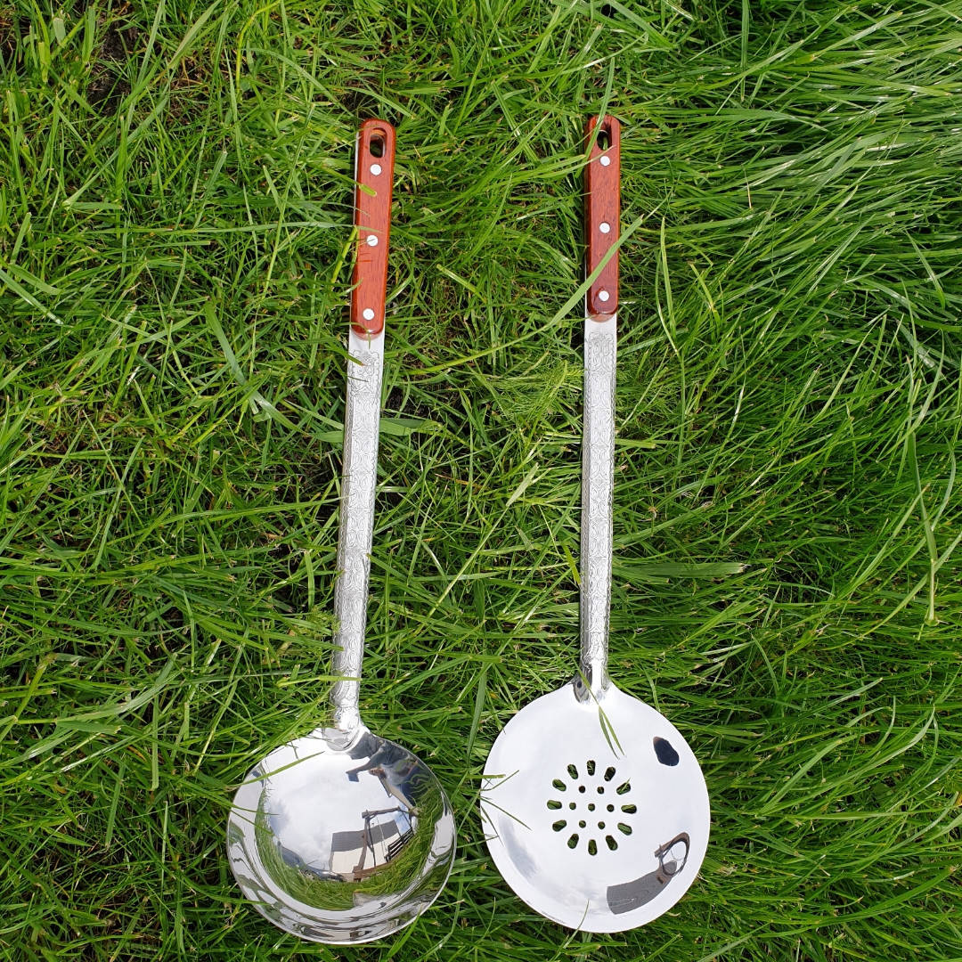 

Узбекская шумовка + половник длина 47см. Набор