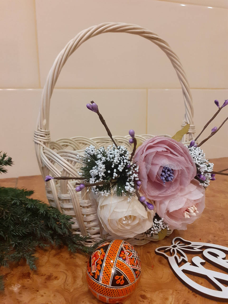 

Великодній кошик з декором.Пасхальная корзина. Пасхальный декор. Корзина для паски.