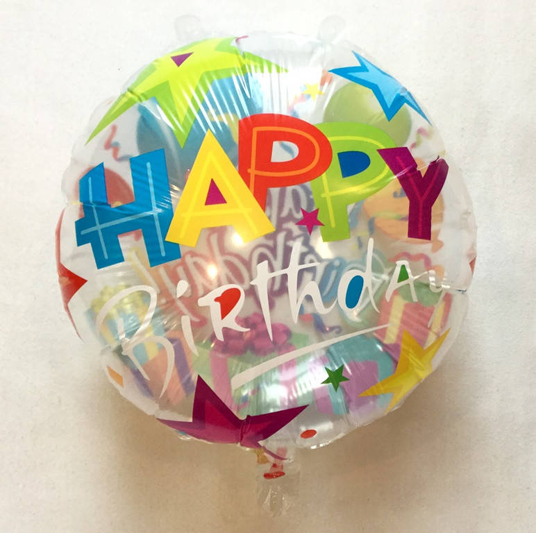 

Фольгированный шар Happy Birthday прозрачный двусторонний , 45*45 см, Голубой