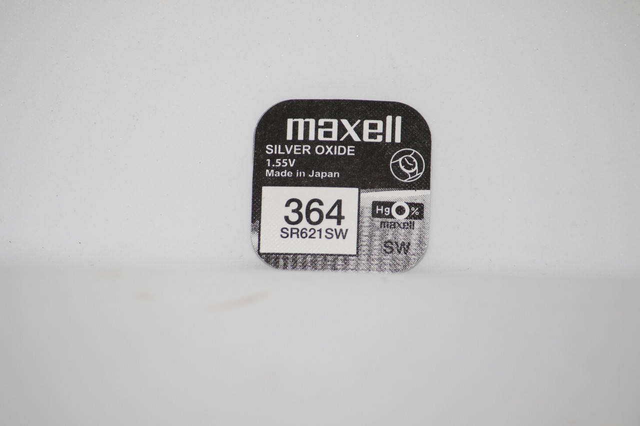 

Батарейка для часов. Maxell SR621SW (364) 1.55v 23mAh 6.8x2.1mm Серебрянно-цинковая