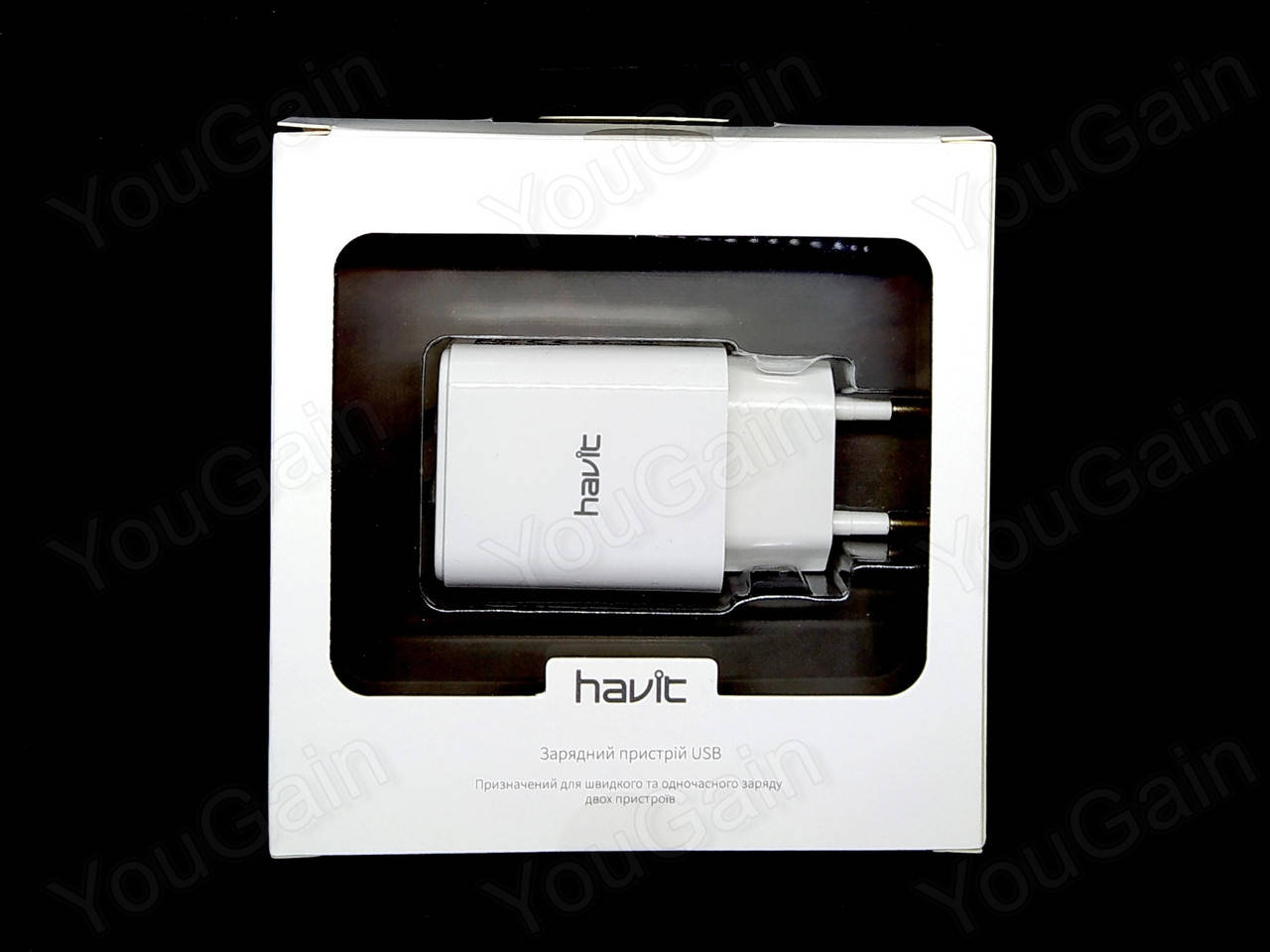 

Адаптер на 2 USB порта (USB charger зарядное устройство) 5В HAVIT HV-H140 WHITE Dual (5V/2.1A), Черный