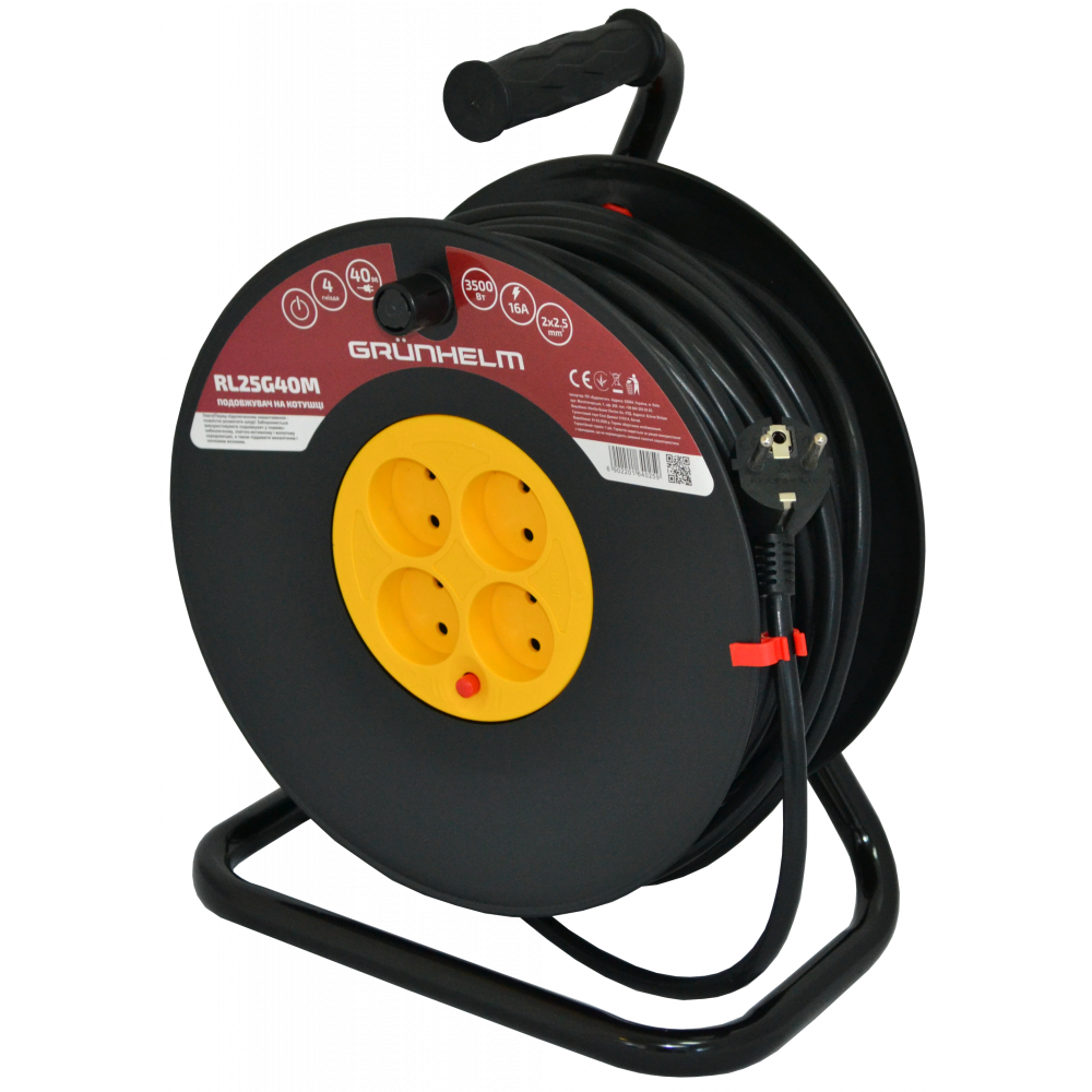 

Удлинитель GRUNHELM на катушке RL25G40 4 розетки 40м
