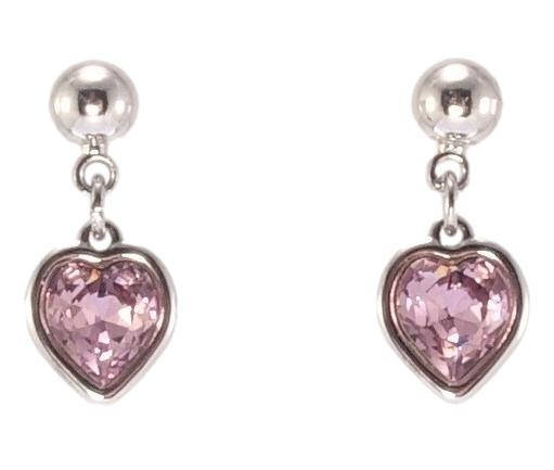 

Серьги Xuping Родий с кр-ми Swarovski подвески на гвоздиках "Кристальные сердечки Light Amethyst"