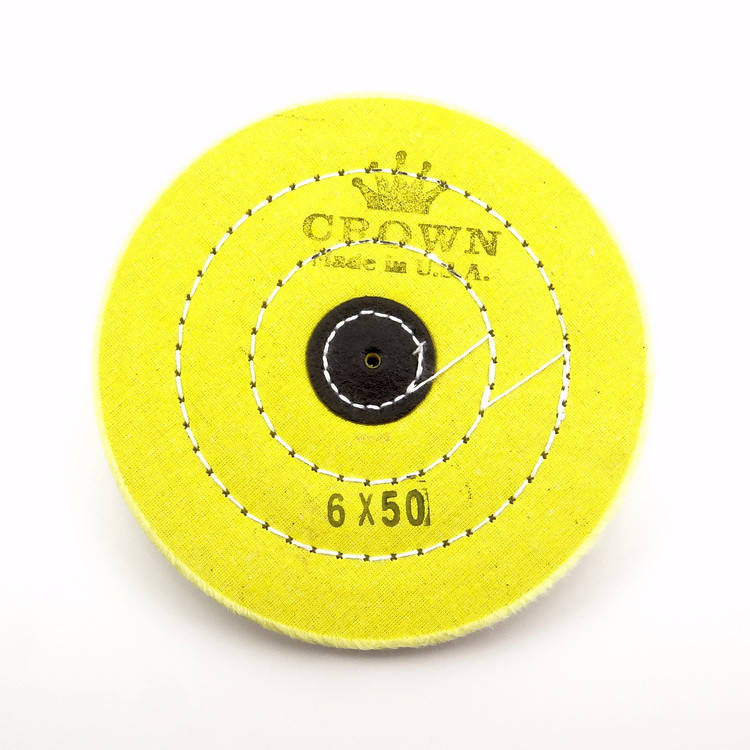 

Круг муслиновый CROWN 150 мм 6х50 желтый (кожаный пятак)