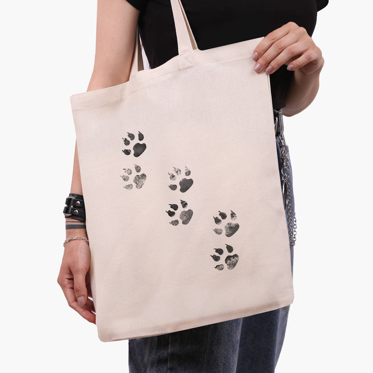 

Эко сумка Лапки (Paws) (9227-1755) бежева классическая, Белый