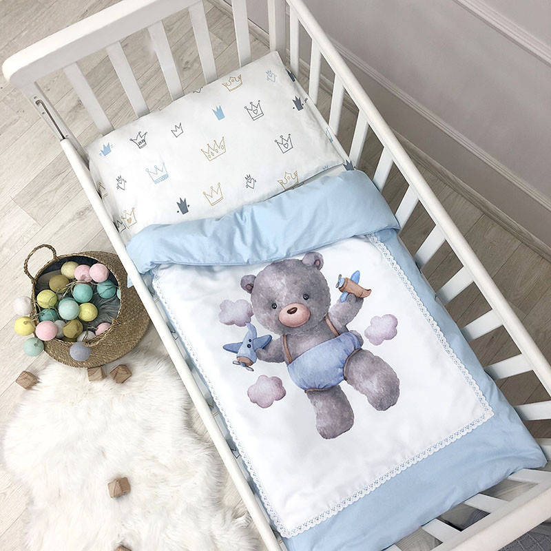 

Комплект сменного постельного белья в кроватку Kids Toys Мишка голубой