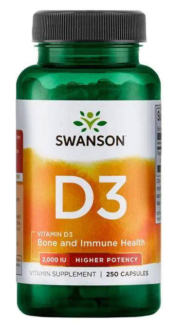 

Swanson Vitamin D3 2,000 IU (50 mcg), Витамин Д3 (250 капс.)