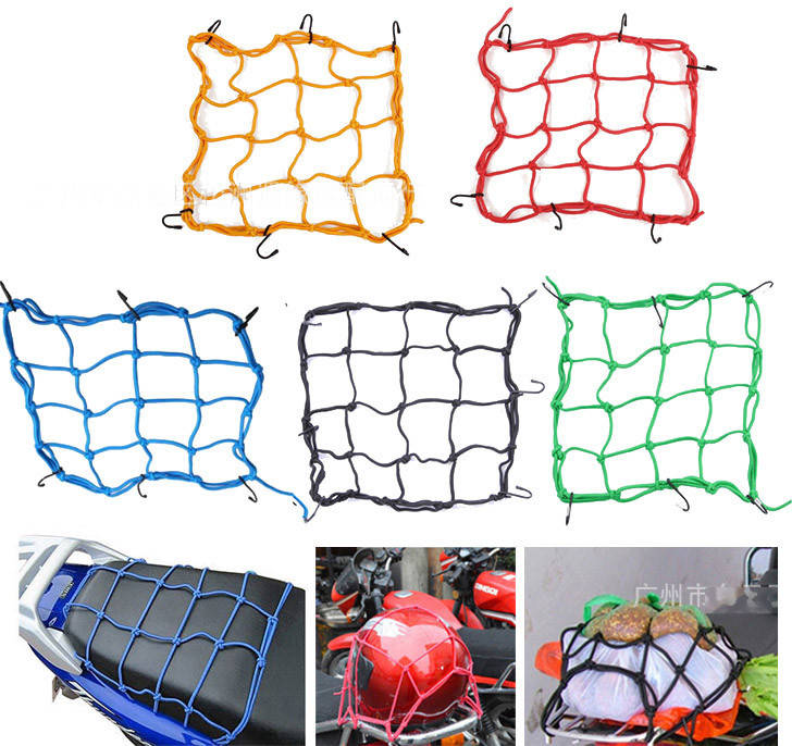 

Вело / мото сетка багажника / багажная крепёжная сетка / "паук" для груза с крючками 30 х 30 см