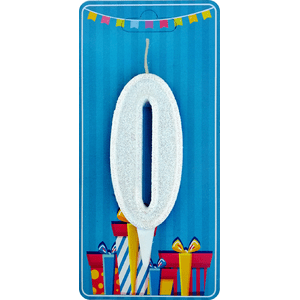 

Свеча цифра 0 белый блеск