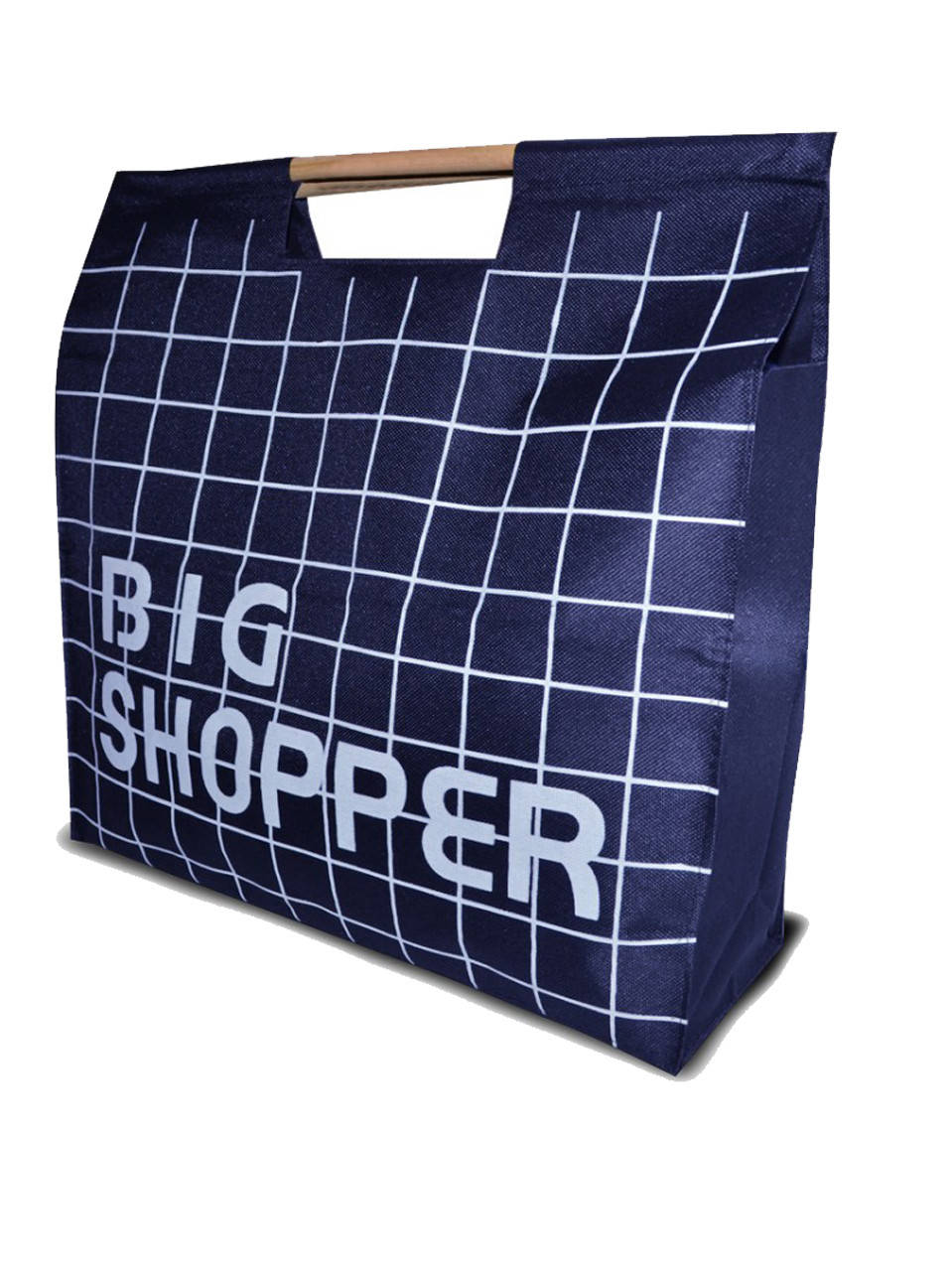

Сумка для покупок Шоппер с деревянными ручками синяя, Синий