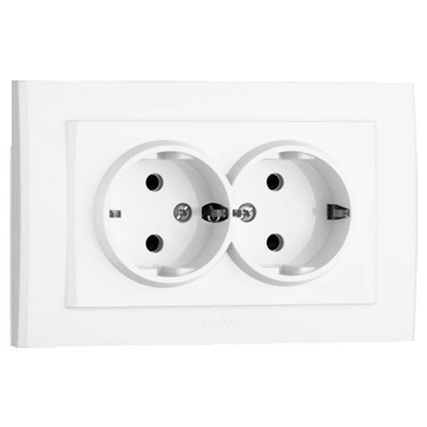 

Розетка двойная с заземлением белая Ovivo серия Mina