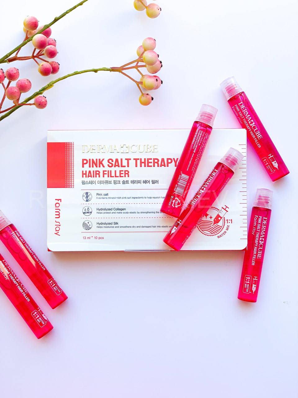 

Филлер для волос с розовой гималайской солью Farm stay Dermacube Pink Salt Therapy Hair Filler (1 In 10)