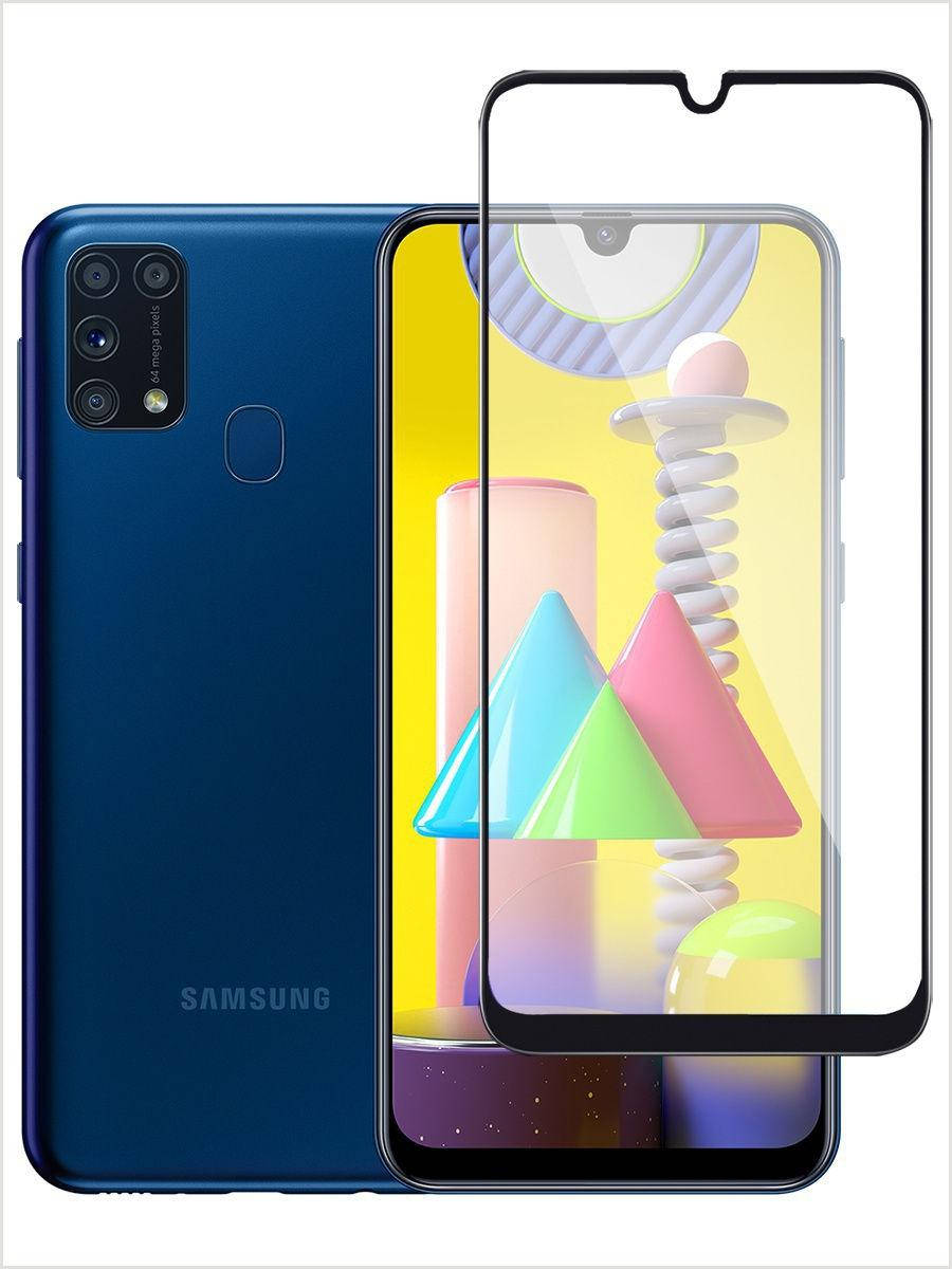 

Защитное стекло для телефона Samsung M31 / стекло защитное на самсунг м31 / защитное стекло Full glue, Черный