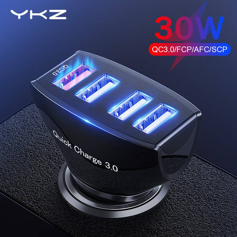 

Автомобильное зарядное устройство 4 USB порта Quick Charge 3.0. Зарядка в машину от прикуривателя для телефона