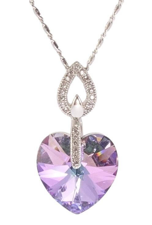 

Кулон Xuping Родий с кристаллами Swarovski на цепочке "Сердце кристалл Paradise Shine" длина 39,5-45см