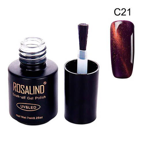 

Гель-лак для ногтей маникюра 7мл Rosalind, кошачий глаз, C21 медная слива