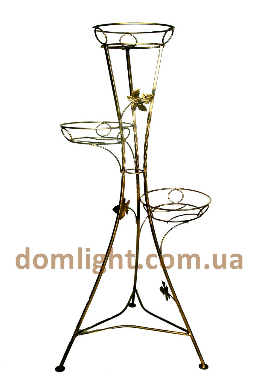 

Подставка для цветов и вазонов напольная металлическая кованая на три вазона ВМ007