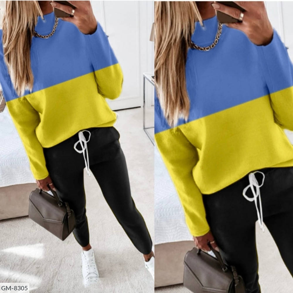

Спортивный костюм женский патриотический желто-голубой Украина свитшот и штаны арт 720