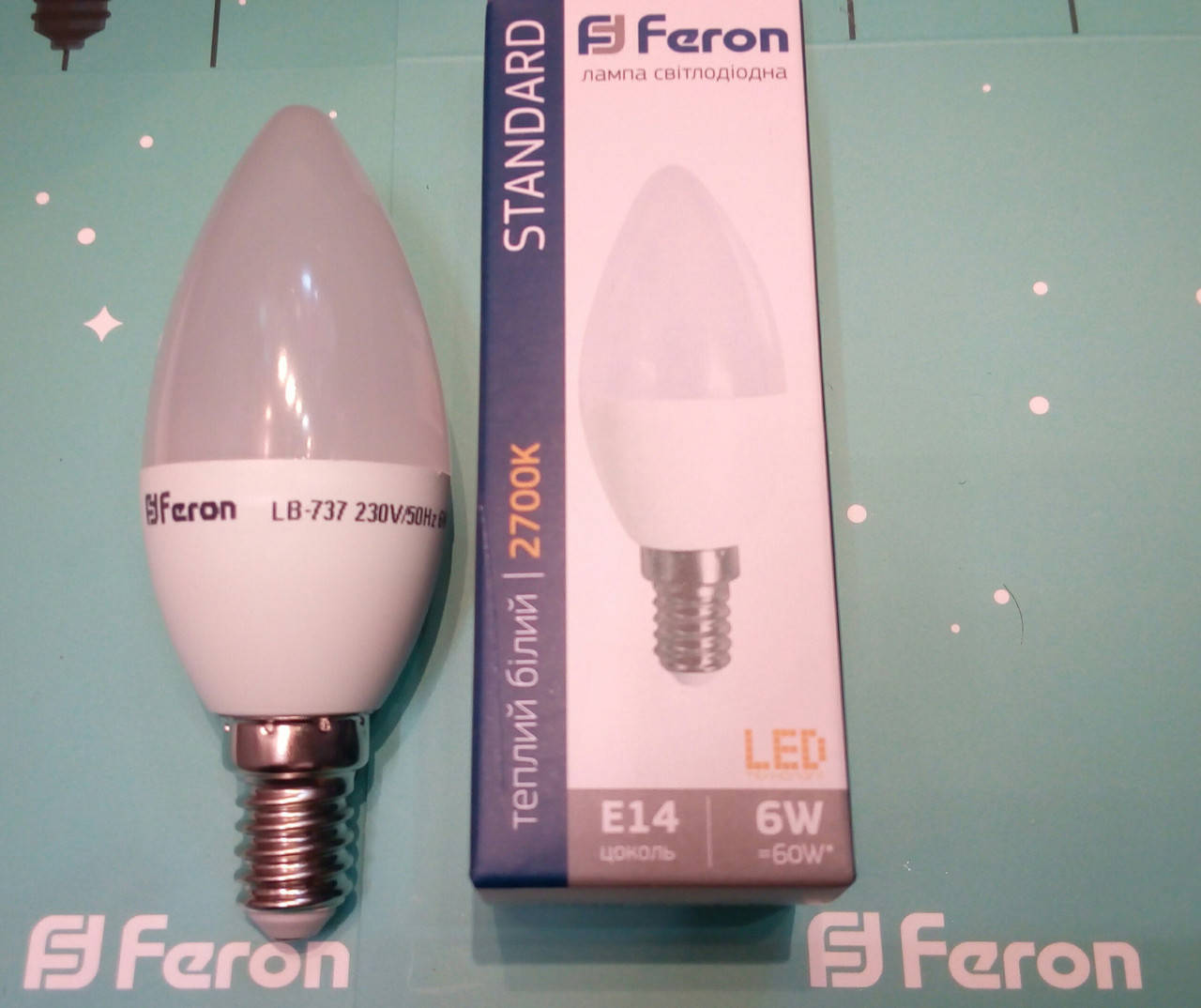 

Светодиодная лампа (свеча) Feron LB-737 E14 6W 2700K для общего и декоративного освещения