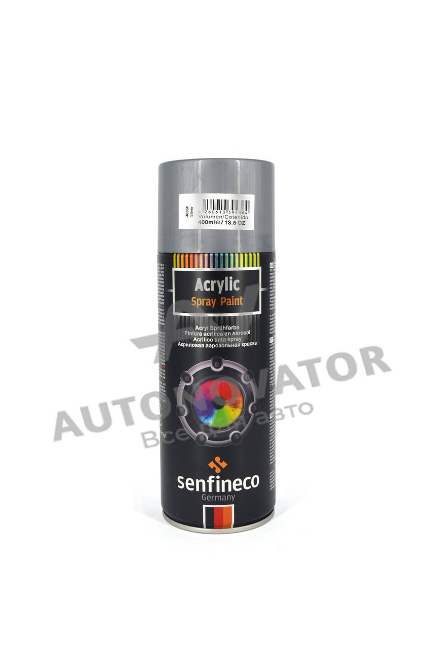 

Акриловая аэрозольная краска - серебряная Senfineco Acrylic Spray Paint 400 мл, Серебро