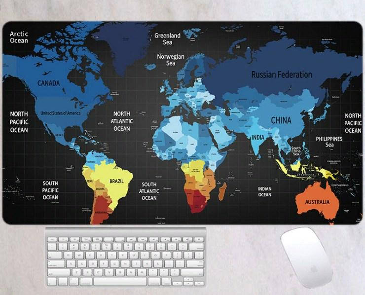 

Игровая поверхность для компьютерной мыши и клавиатуры UKC коврик на стол нескользящий с изображением карты