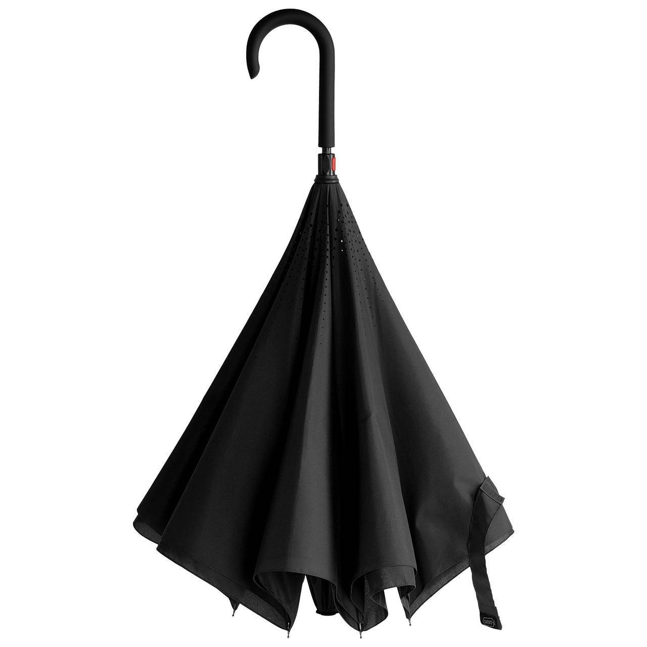Ветрозащитный зонт Up-Brella, Зонт обратного сложения, зонт наоборот однотонный Черный