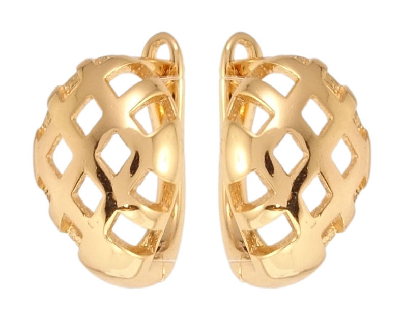 

Серьги Xuping Позолота 18K английский замок "Выпуклые овалы с решетчатым узором"