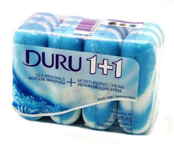 

Мыло-крем DURU 1+1 4*90г морские минералы и крем