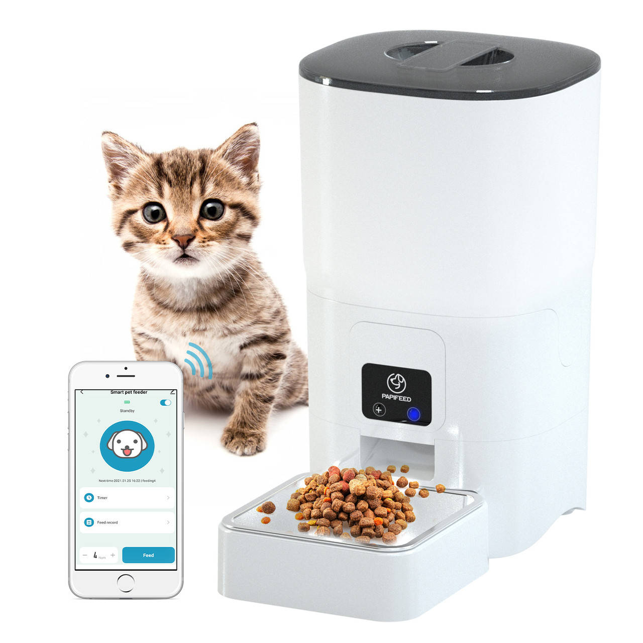 

Автоматическая кормушка для кошек и собак Papifeed 5.5L, смарт кормушка c WIFI, Белый