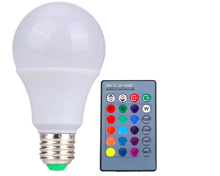 

Цветная светодиодная лампа 3Вт RGB LM735 E27 с пультом