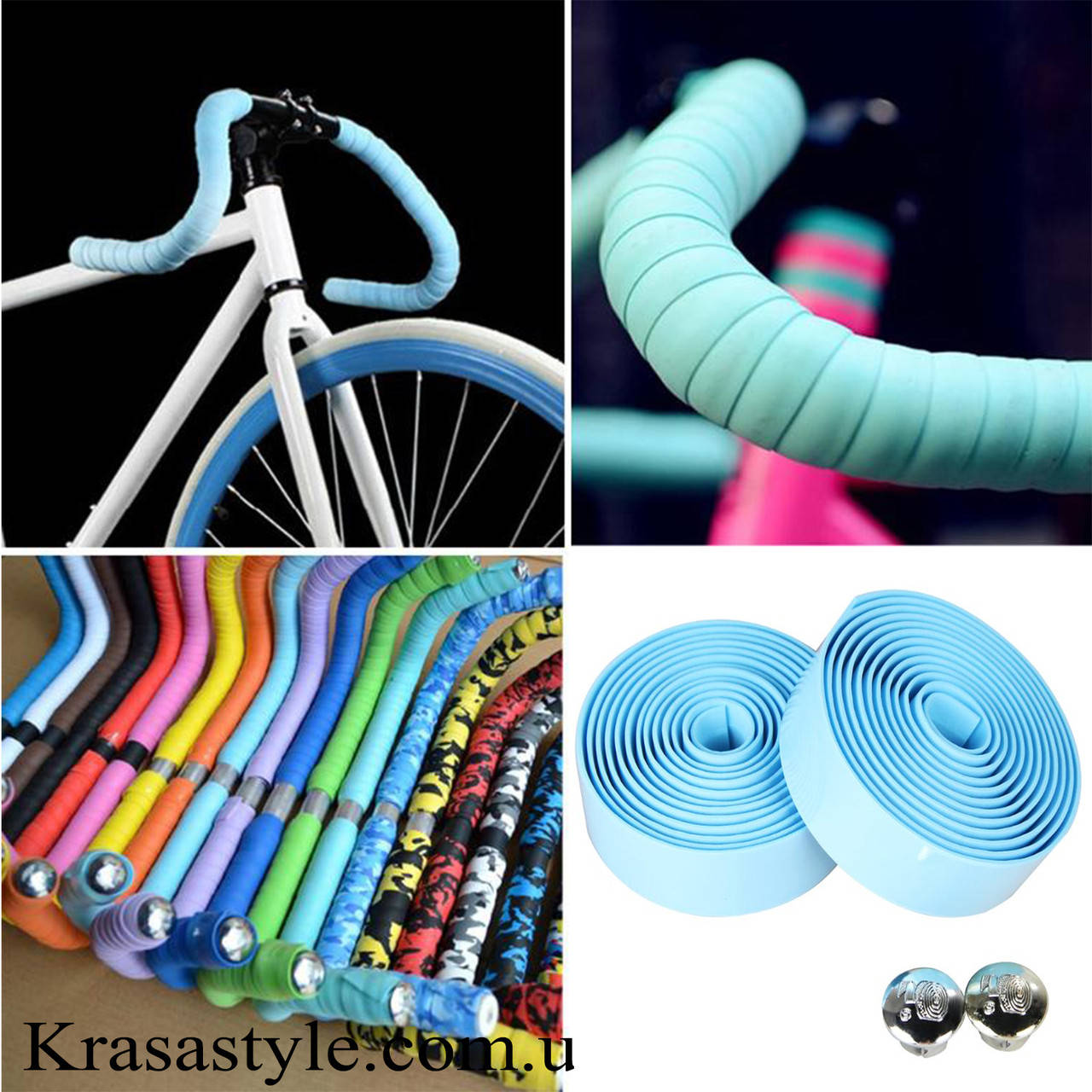 

Обмотка на руль велосипеда (голубая) с заглушками
