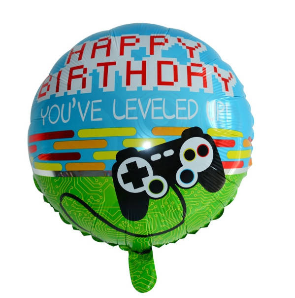 

Фольгированный шар круглый Happy Birthday джойстик (Китай), Разные цвета