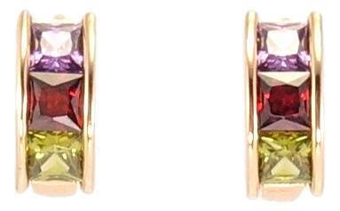 

Серьги Xuping Позолота 18K колечки "Три цветных кристалла"