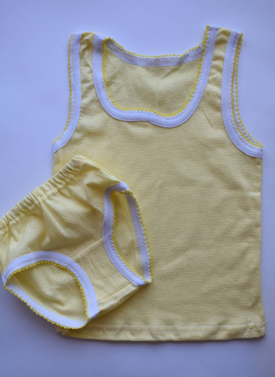 

Комплект нижнего белья для девочки желтый мультирип отделка крошет