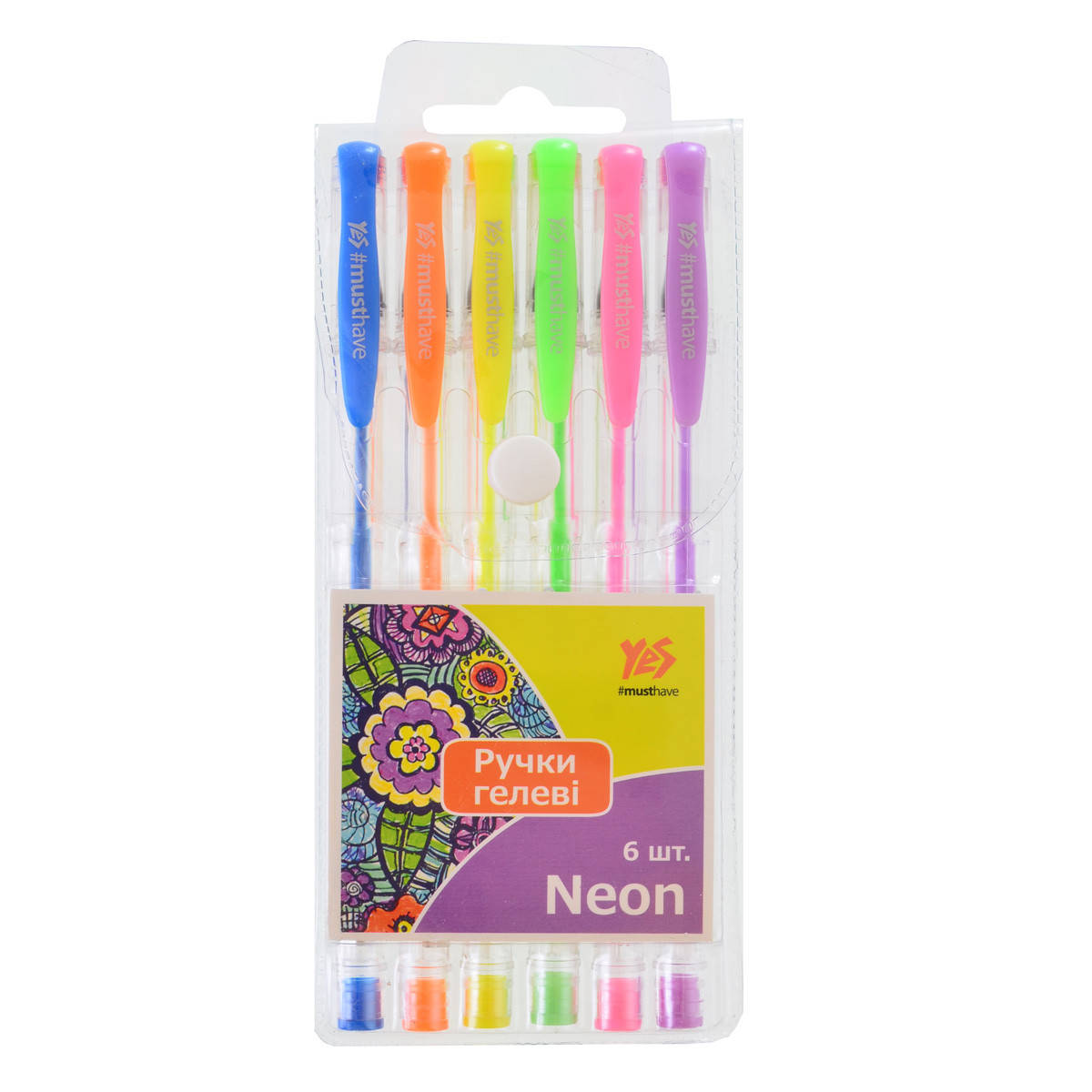 

Ручки гелевые YES Neon 6 цвета/PVC код: 411706