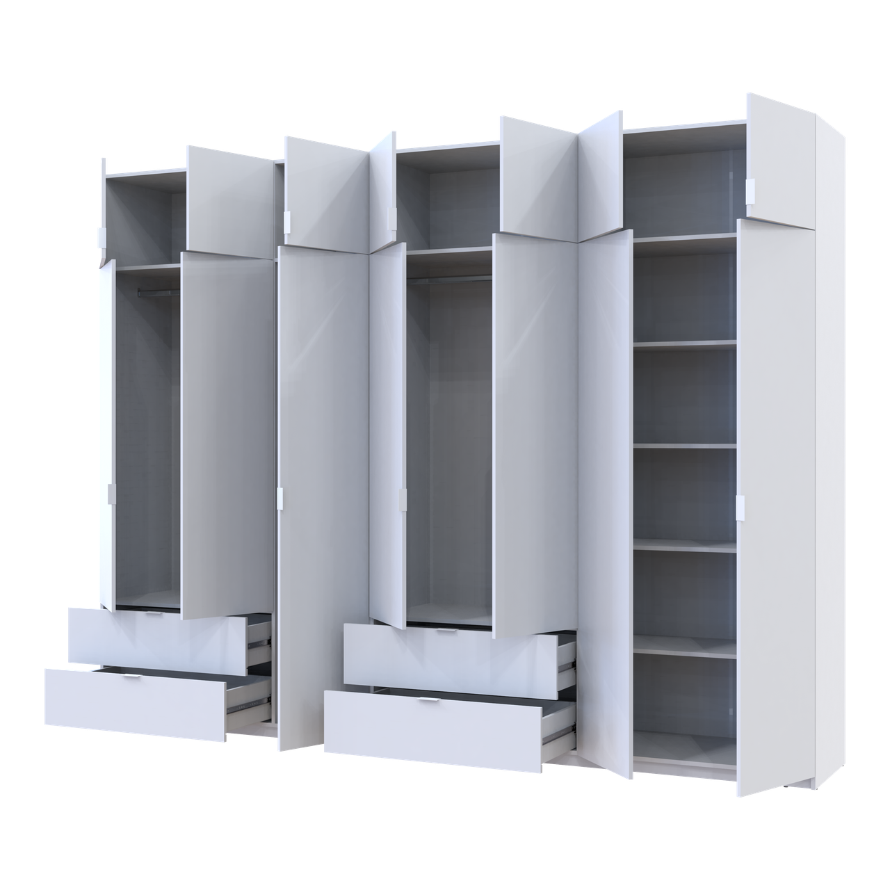 Розпашна Шафа для одягу Doros Лукас Білий 3+4 ДСП 315х50х240 (42005134) 6