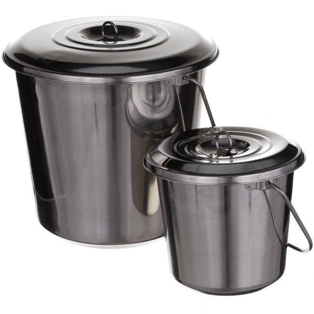 

Набор пищевых ведер 5 шт с крышкой из нержавеющей стали 0385 хозяйственных (пищевое хозяйственное ведро)