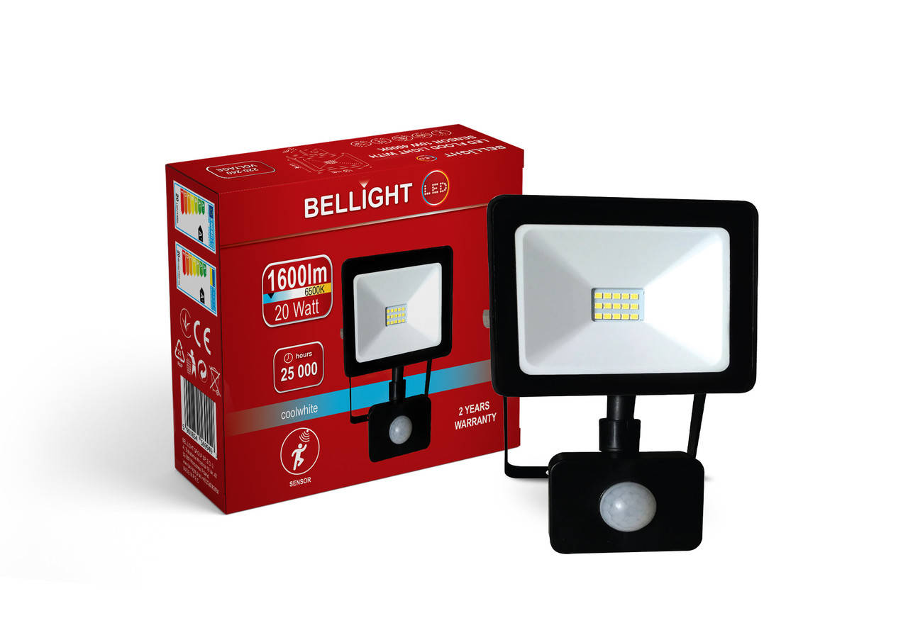 

Прожектор светодиодный Bellight 230V 20W 6500K с датчиком движения
