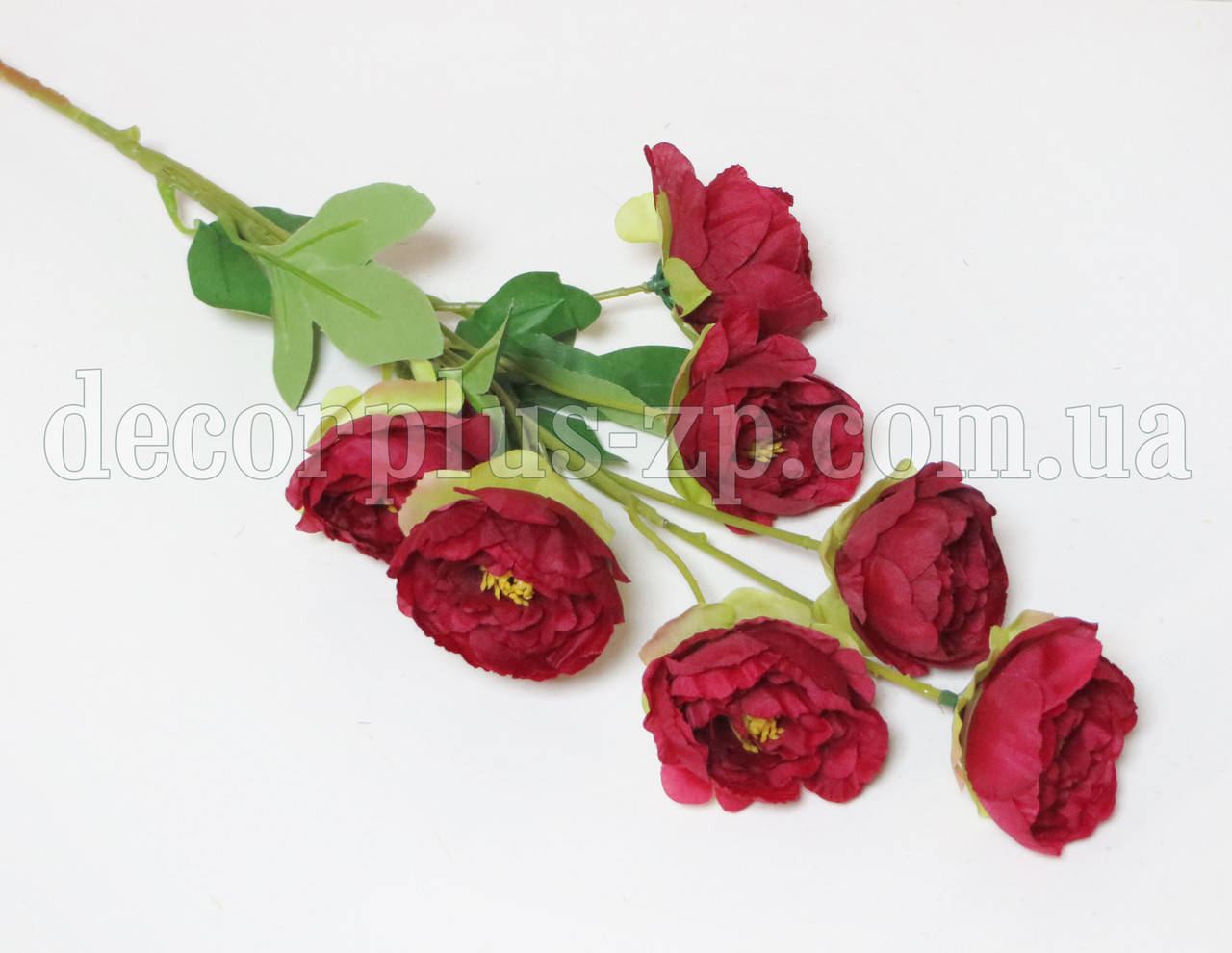 

Ветка 76см с пионами 5см, бордо, Розовый