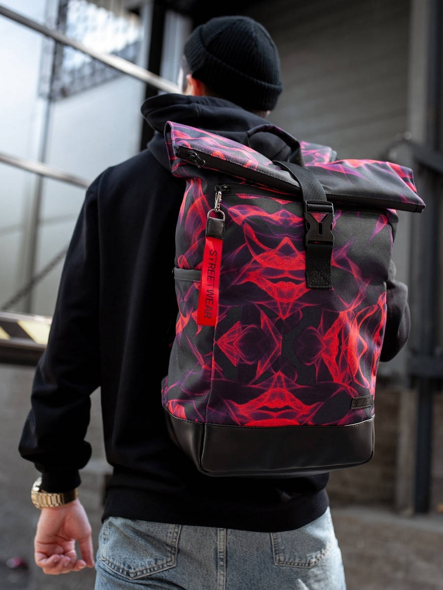 

Рюкзак мужской Rolltop BEZET Fire, вместительный городской рюкзак, модный спортивный рюкзак, Черный
