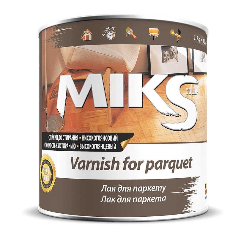 

Паркетный лак глянцевый MIKS алкидно-уретановый, 2,3кг