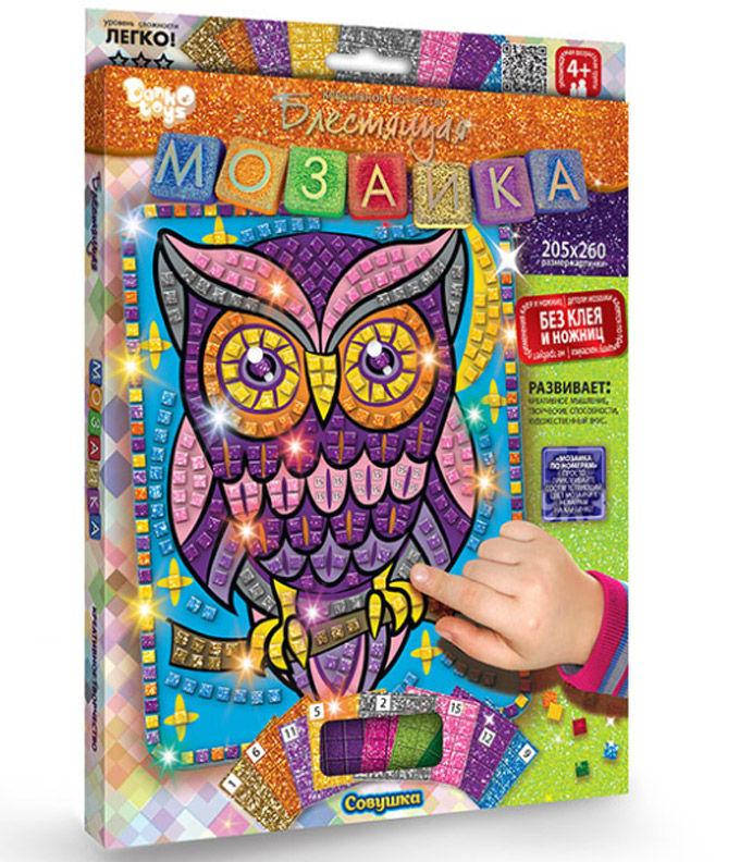 

Набор для творчества DankoToys DT БМ-02-08 Мозаика блестящая Совушка