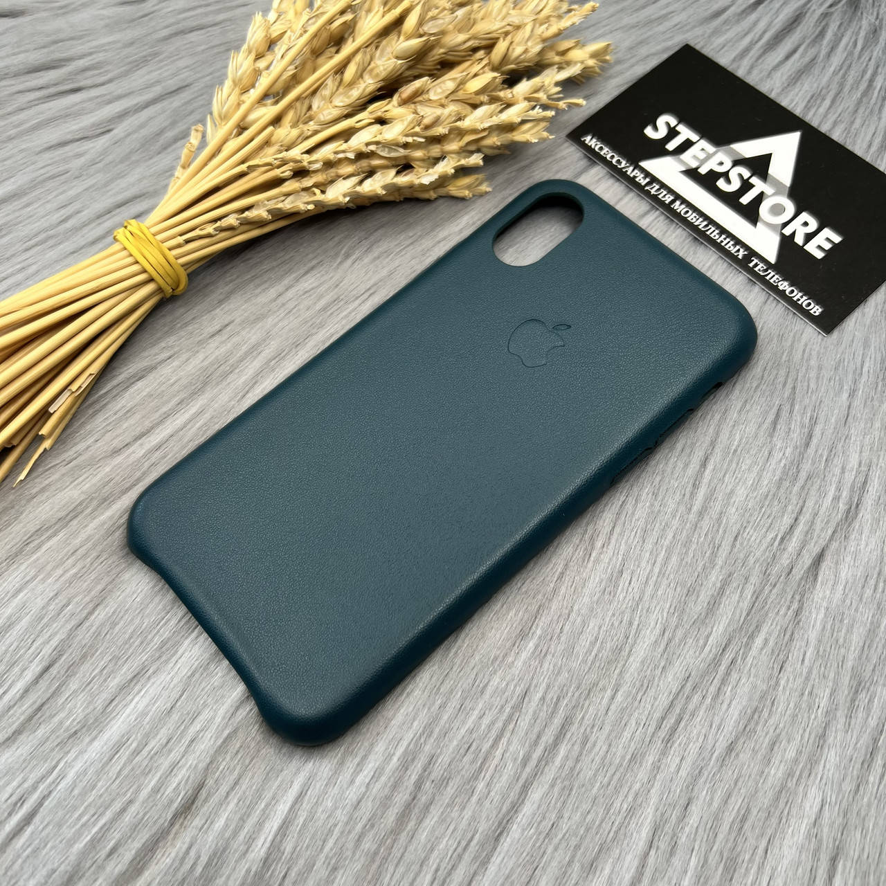 

Чехол кожаный Leather case для Iphone 10 / X / Xs с микрофиброй противоударный зеленый, Изумрудный