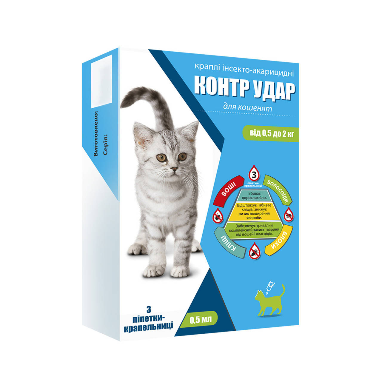 

Капли «Контр Удар» для котят (0,5-2 кг) 3 шт